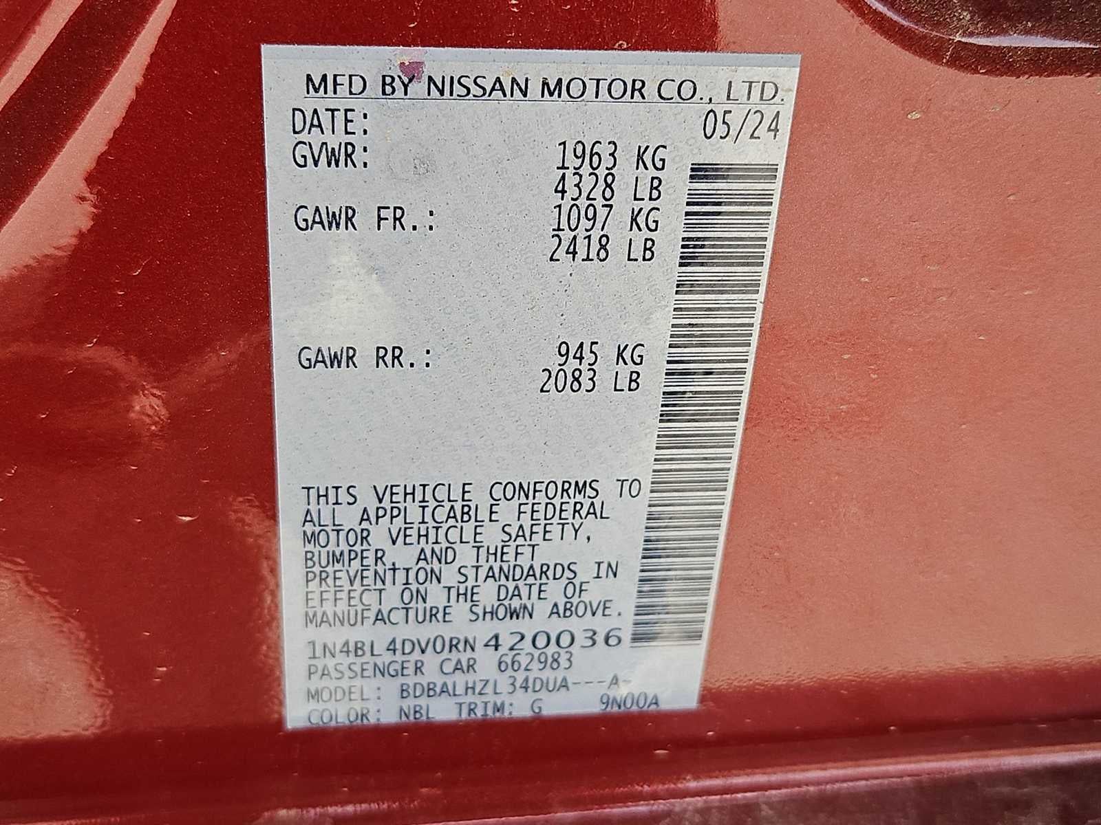 2024 Nissan Altima 2.5 SV